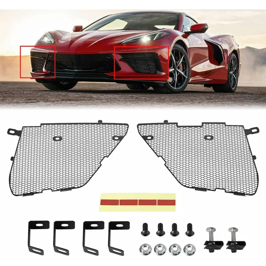 

2Pcs Black Upgraded Front Radiator Guards Grille,Aluminum Front Outer Grill Low Profile Body Bumper Grille Vents Insert Mesh Set