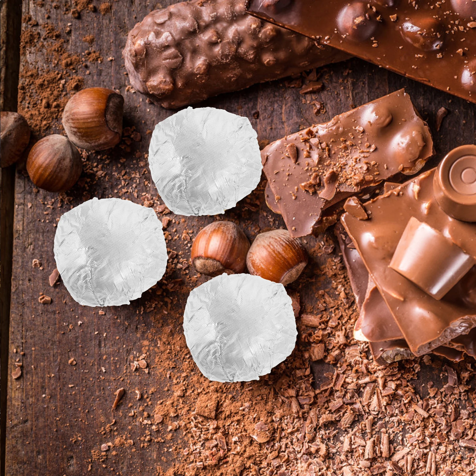 

200Pcs Chocolate Wrappers Aluminum Foil Food Grade Practical Candy Wrapping Paper Sheets Lollipop Packing Paper