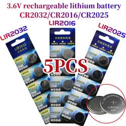 5PCS 3.6V LIR2032 LIR2016 LIR2025 Rechargeable Button Cell Batteries LIR 2032 Coin Cells CR2032 CR2025 CR2016 Watch Batteries