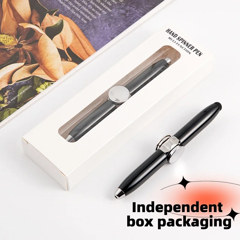 Multifunctionele Decompressie Vinger Draaien Lichtgevende Gyro Pennen Speelgoed Fidgets Spinner LED Licht Balpen Metalen Gyro Pen Gift