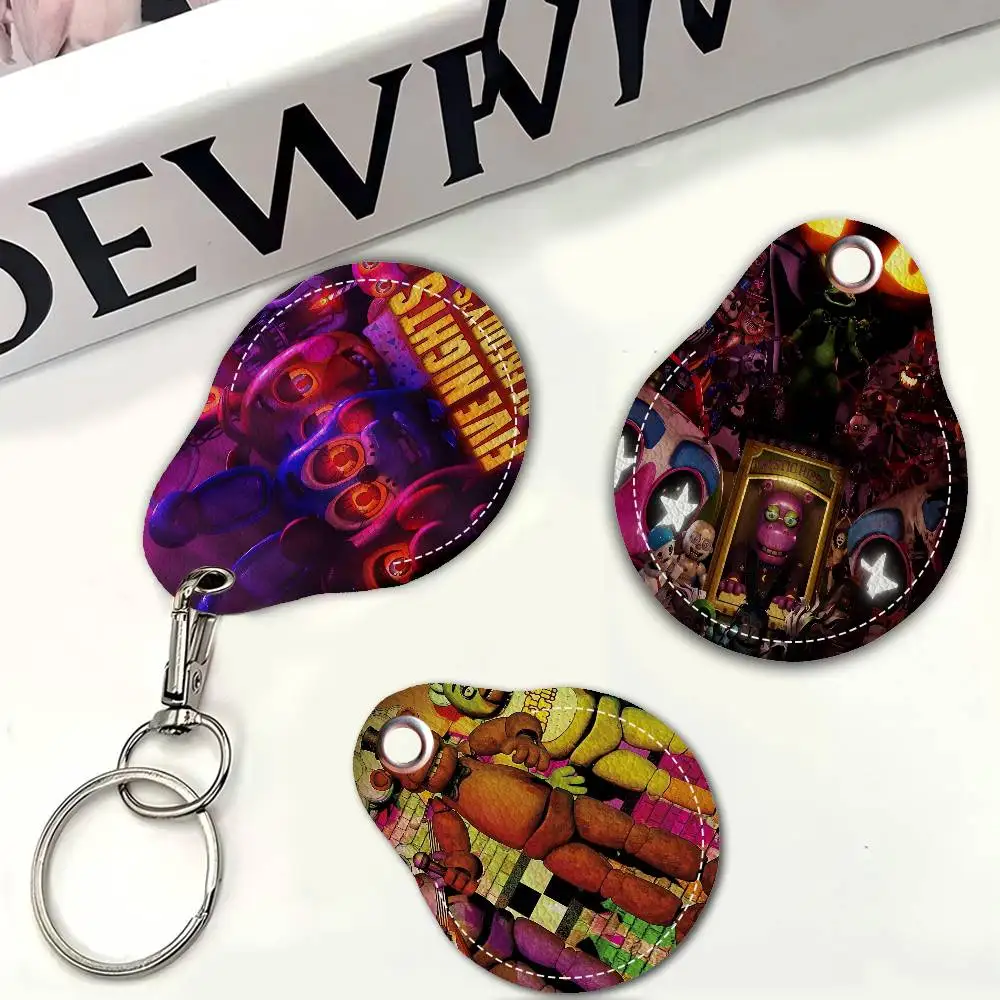 F-FNAF Tarjetero de acceso de cuero Five-nights-At-Freddys, llavero de gota de agua, cubierta protectora de inducción para ascensor de tarjeta de autobús