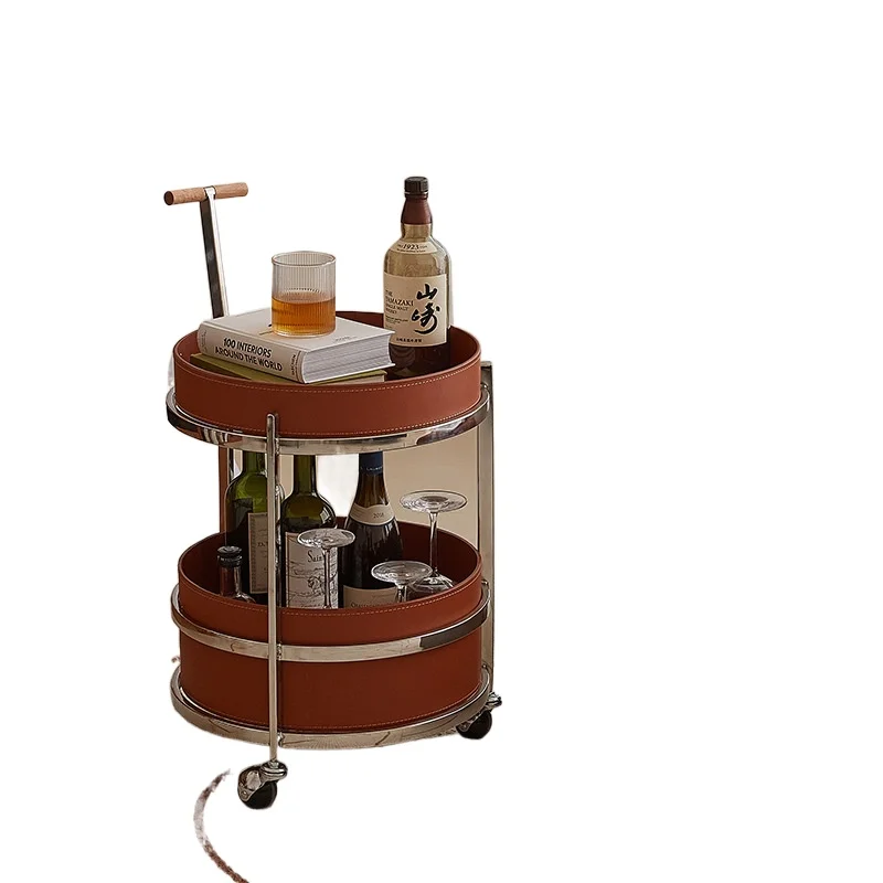 

A few trolleys by the sofa, living room mobile home hand push wine and dining cart
