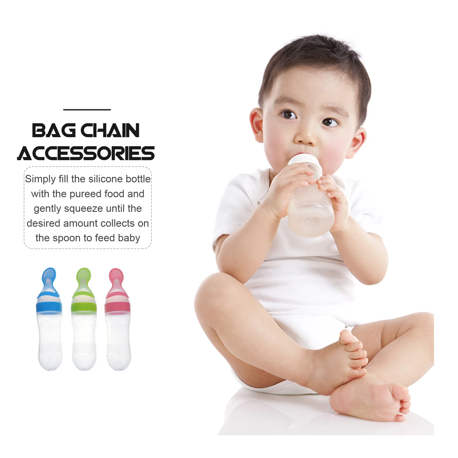 

3Pcs Baby Squeezing Feeding Bottles Silicone Rice Paste Bottles Infant Cereal Feeder Easy One-Handed Food Supplement Baby Eating