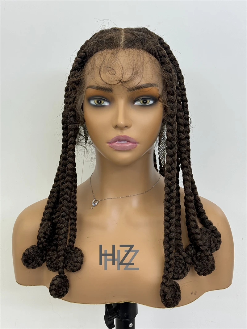 1/30 #   Synthetische knotenlose Vollspitze-Zöpfe-Perücken, geflochtene Cornrow-Perücke mit Babyhaar, natürliche Flechthaar-Perücken für schwarze Frauen