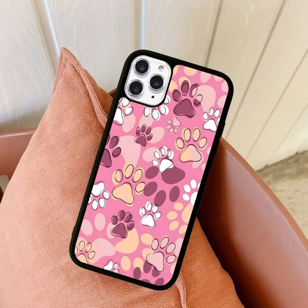 Cute Dog Paw PC+TPU Shockproof Protective Phone Case For IPhone17 14 15 16 Pro Max 13 12 11 17 Air