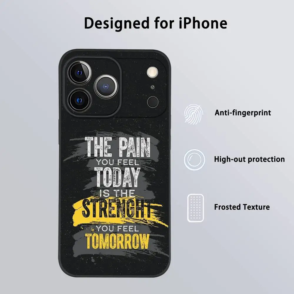 Gym No Pain No Gain Phone Case For iPhone 17 16 15 14 13 12 11 Pro Max Plus Mini Black Frosted Soft Shell Funda - view 5