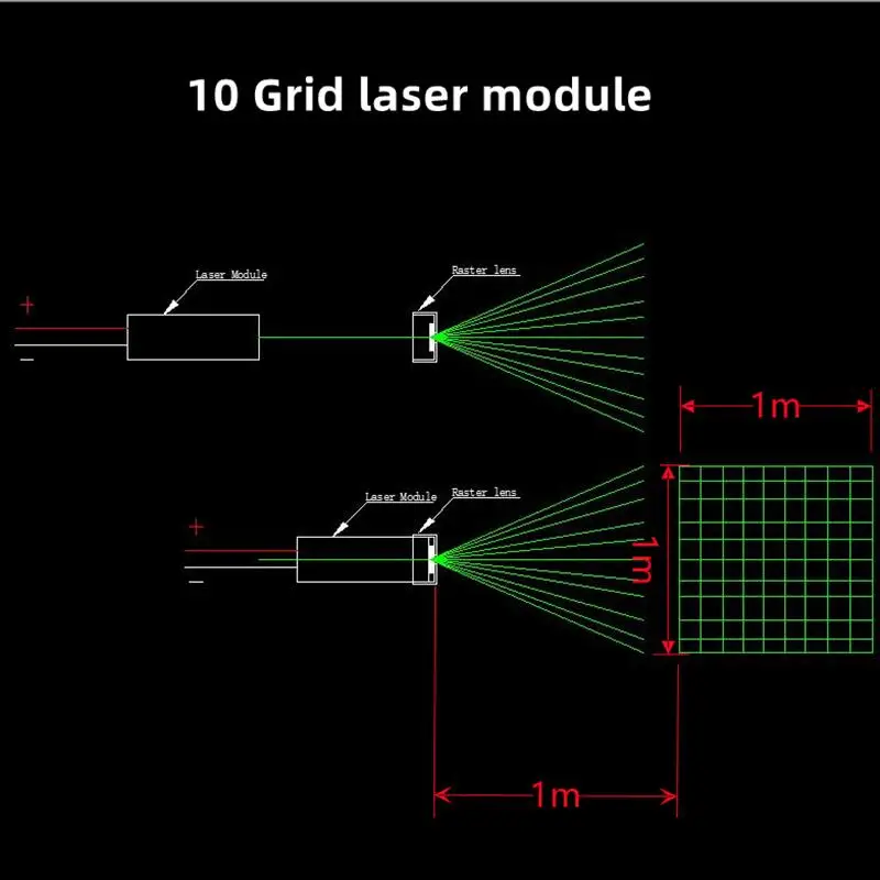 Módulos láser de escaneo 3D, rejilla de modelado de laboratorio, luz verde láser, cabezal láser de 532nm y 45mW, accesorios ópticos de entrada de DC2.3-5V