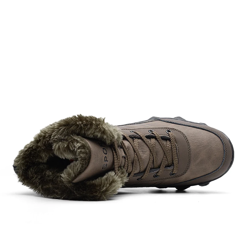 Unisex Winter Warm Travel Hiking Shoes Couples Large Size High Top Plush Snow Boots Men's Outdoor Sports Shoes 35-48#