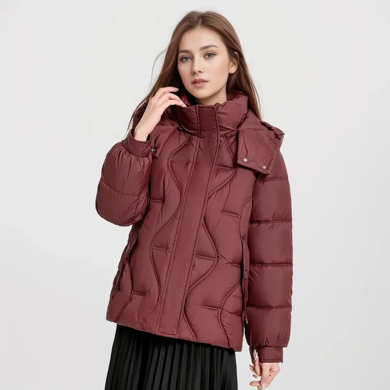 2025 New Winter Women's Jacket Female Pure Color Hooded Thicken Warm Cotton Jacket For Women Casual Padded Jackets 2025 New