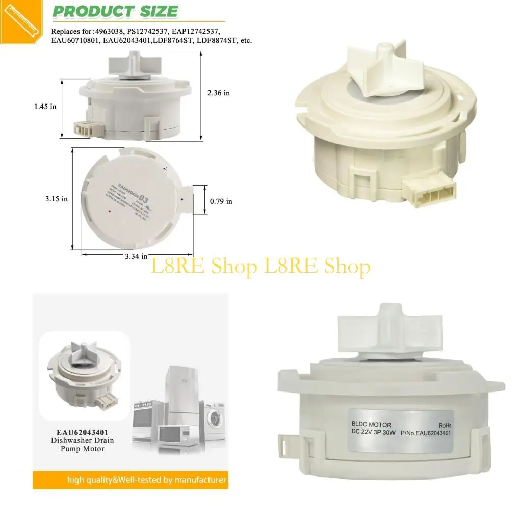 

L8RE EAU62043401 Деталь сливного насоса посудомоечной машины для LDF7561ST LDF7774BB LDF7774