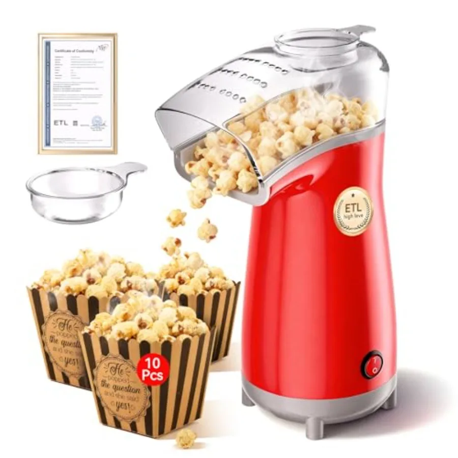 

5.0Health Upgrade Popcorn Machine Butter Melter 3-Minute Quick Popcorn Maker Oil-Free and Easy to Clean Air Popcorn Machine Per