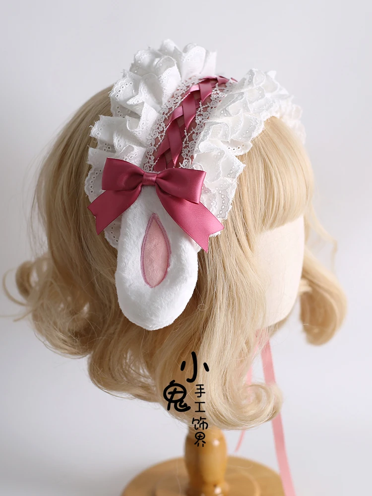 

Original bow Rabbit ear headband Sweet cute headband double ponytail clip hair clip hand hair accessories