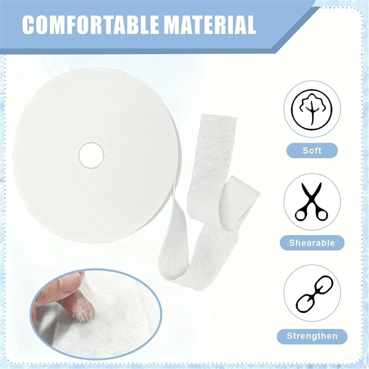 COFA 2 Rolls 1/4 Inch Batting Strips, 70 Yards Total for Rug Making, Quilting & Fabric Tube Maker Tool