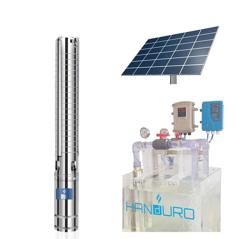 HANDURO 2Hp Solar Submersible Pump Solar Energy System Deep Well Water Pump