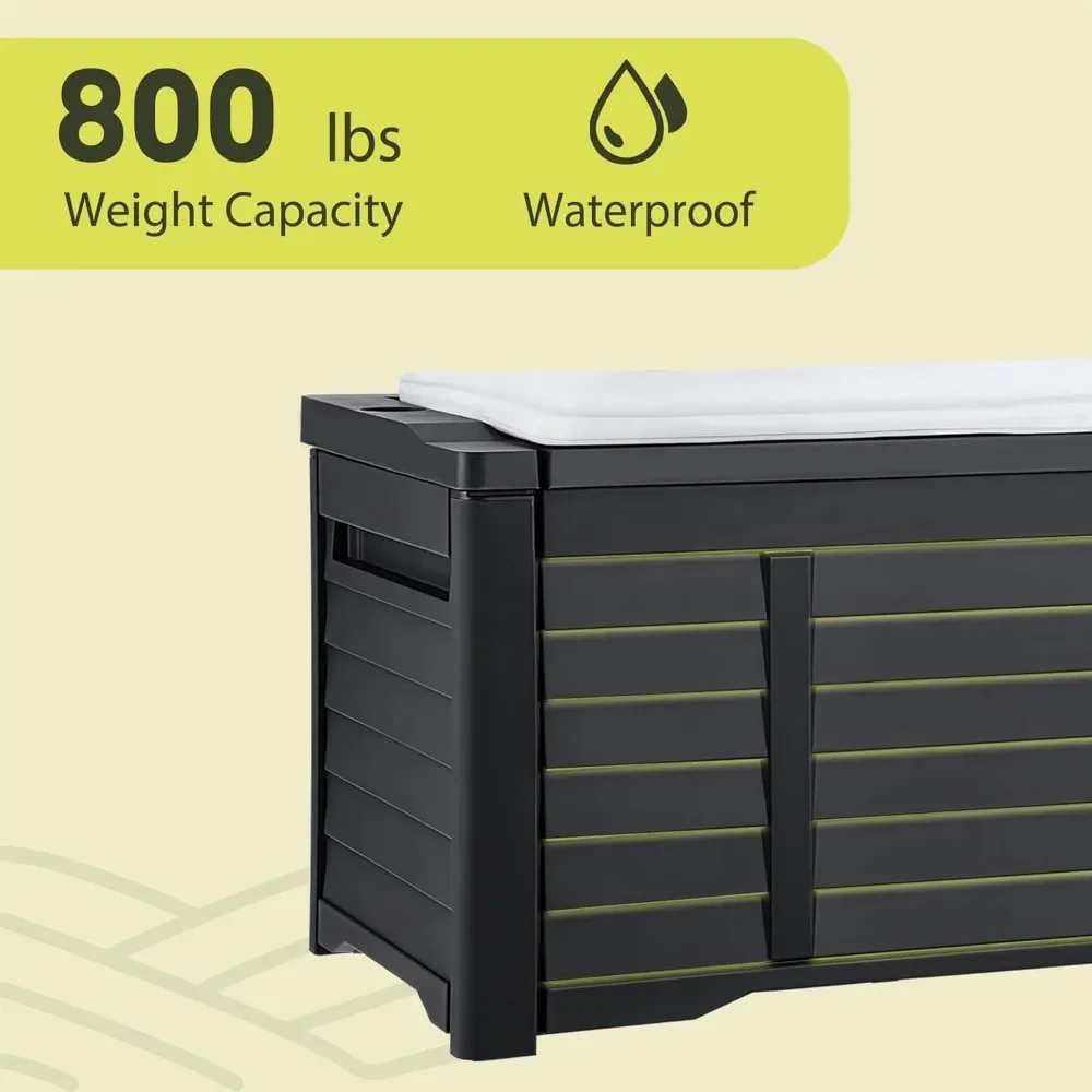​​"120 Gallon Outdoor Storage Deck Box - Waterproof Lockable Bench w/ Cushion, Patio & Garden Storage Solution"​