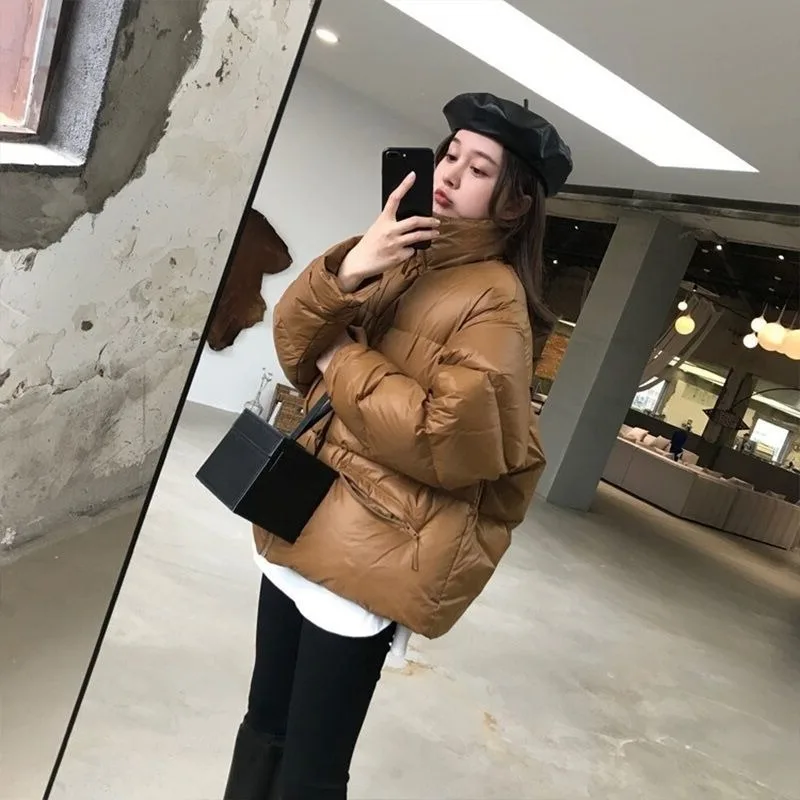 Bread Down Jacket Women Short 2023 New Winter Korean Edition Simple Versatile Slim 90 Downer Stand Up Collar Jacket