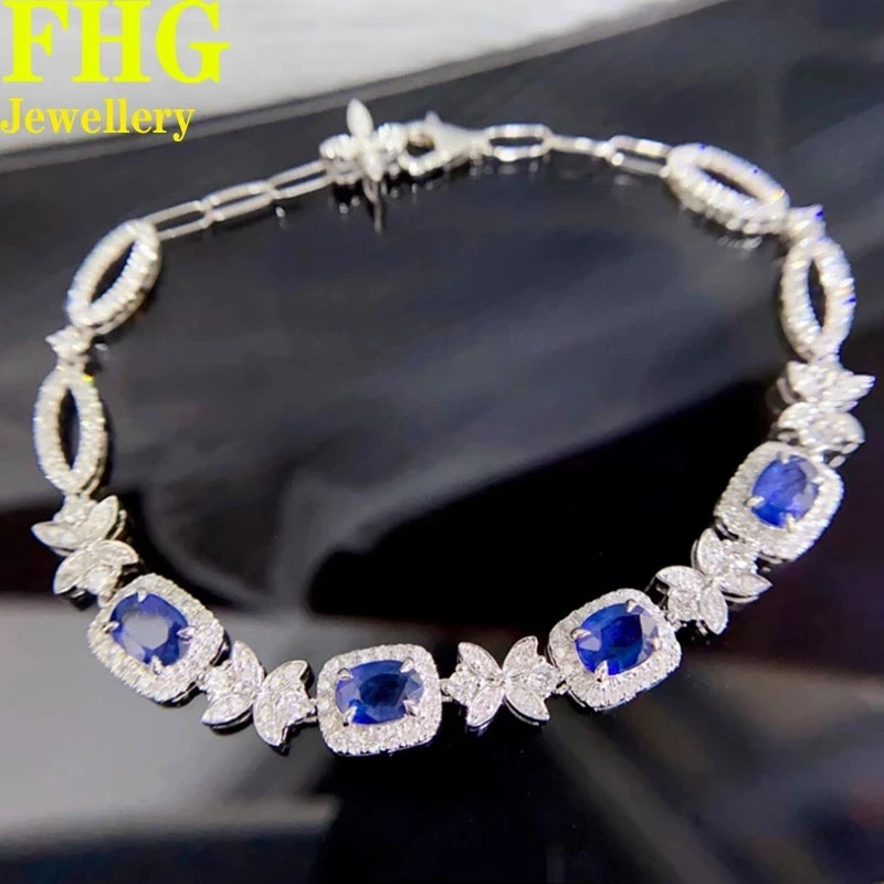 

Experimental Sapphire Au750 18K White Gold Ring 4 Carat moissanite 2ct bracelet Wedding Party Engagement Anniversary bangle