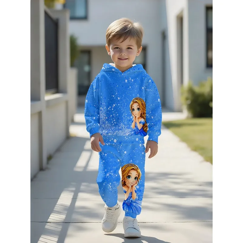 Kids Hoodie Jogger: Snow Splash Princess Graphic, Colorful Wildflower Print, Ocean Octopus Nautical Pattern Kids Tracksuit