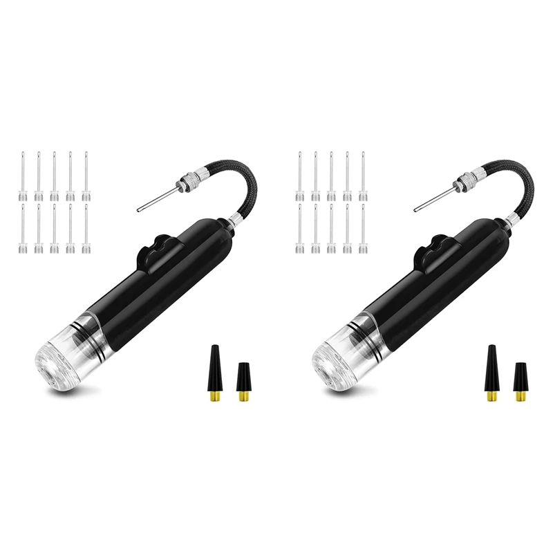 2X Basketball Ball Pump Air Pump,For Sports Balls With 20Pcs Needles & 4Pcs Nozzles,For Soccer Volleyball Football