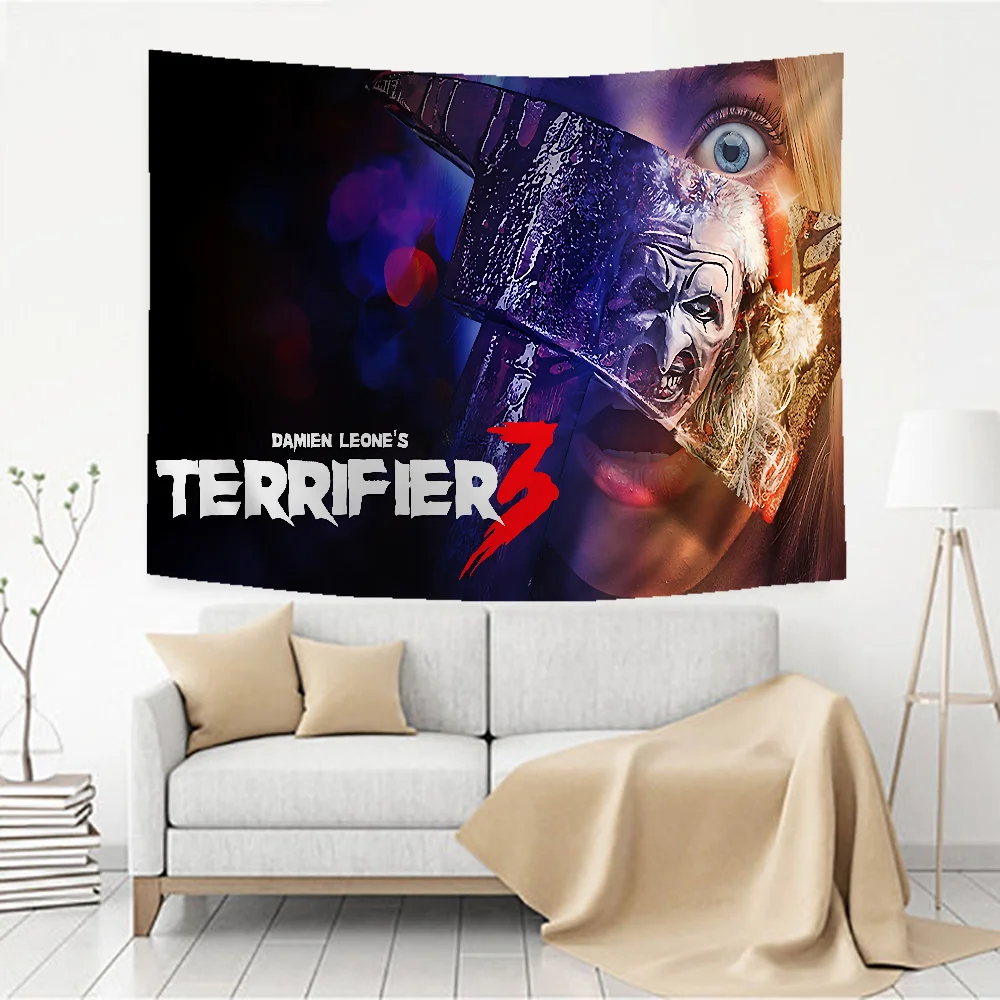 

T-Terrifier 3 Horror Clown Movie Theme Background Kids Happy Birthday New Year Party Decoration Poster Banner Gift
