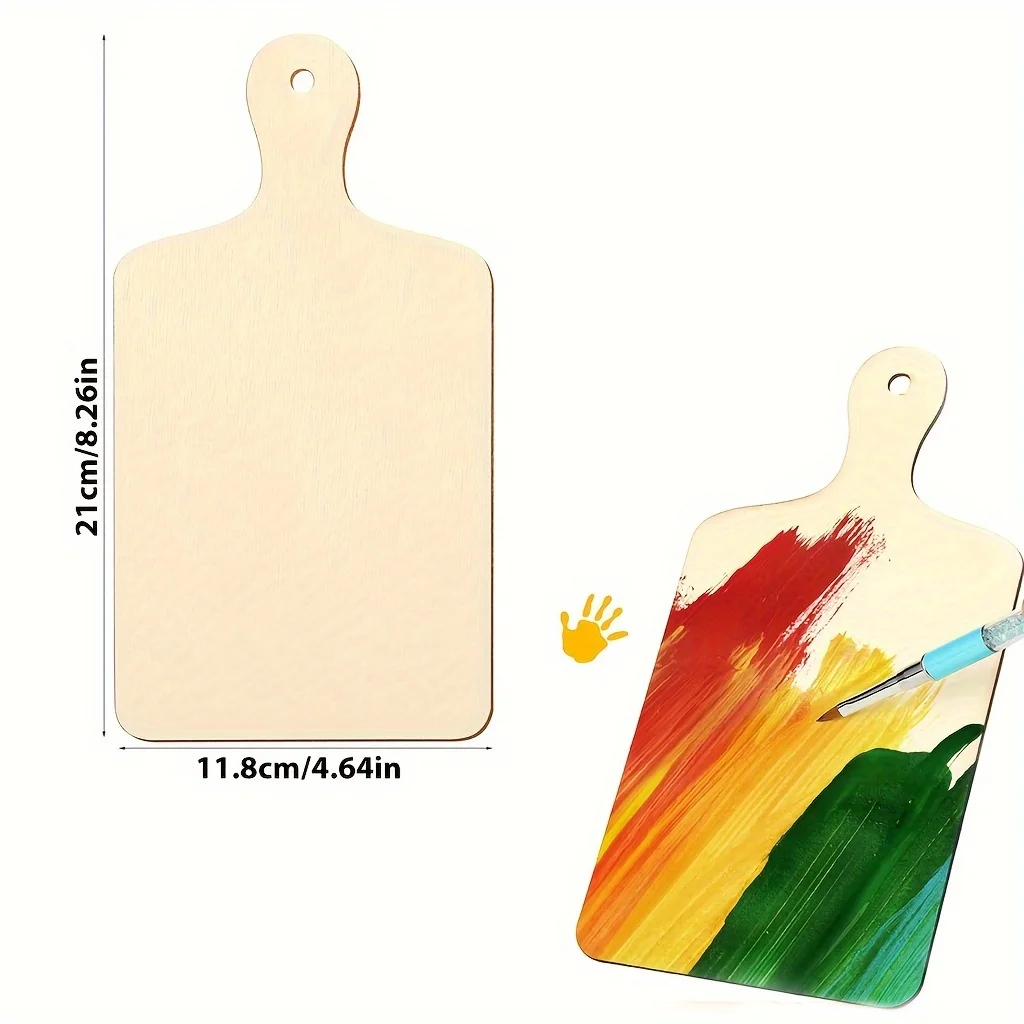 8pcs/4pcs/2pcs(8.26 X 4.64inch ) Wood Mini Cutting Board with Handle,rectangular Unfinished Wood Craft Paddle Tray Cutting Board