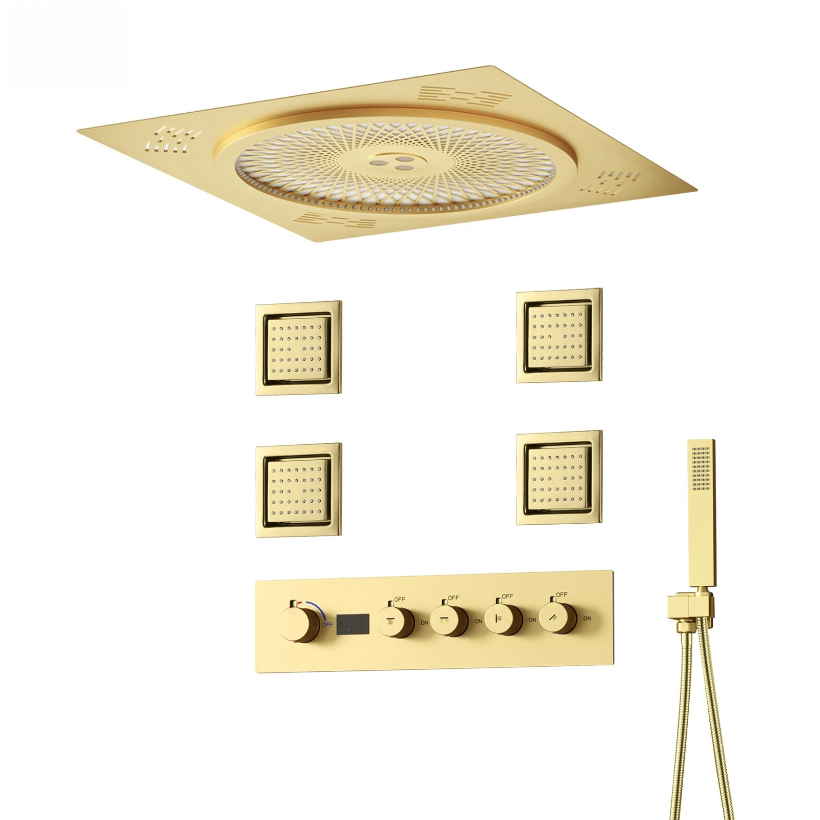 Concealed shower set Intelligent digital display All copper valve Embedded shower head Hot and cold shower