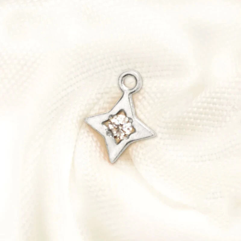 Mini Star Shape Charm 925 Sterling Silver Star Charm With CZ For Bracelet Necklace Making Findings Jewelry DIY Accessories