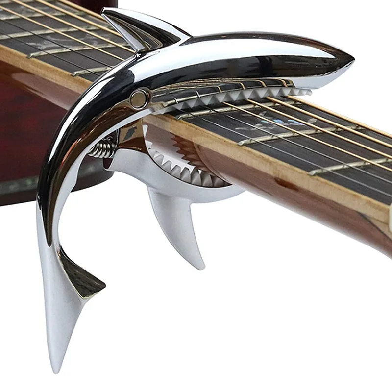 1pc Personalized Fashionable Metal Shark Shape Guitar Capo Electric Guitar Ukulele Capo Instrument Accessories