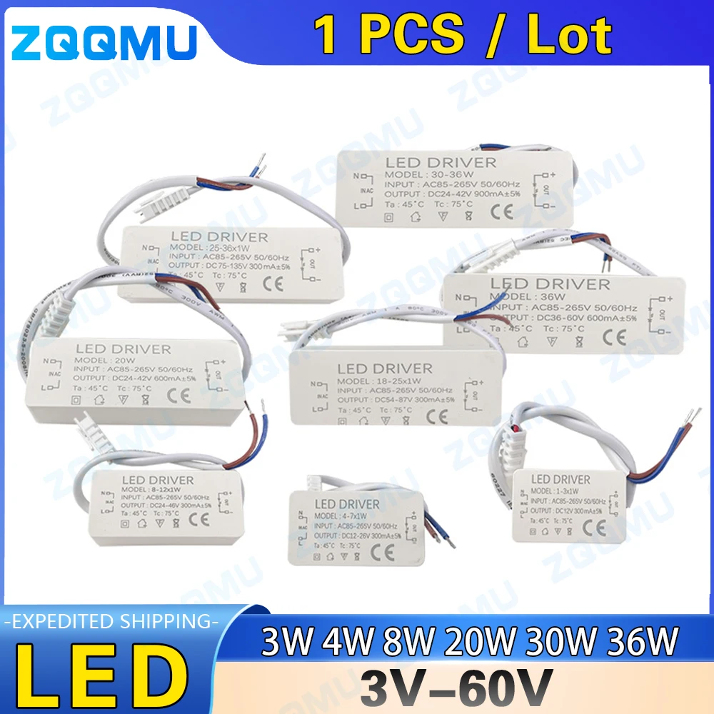 AC 85-265V LED Driver 8W 12W 20W 30W 36W 300mA 600mA 900mA Constant Current Power Supply Illumination Isolated Wide Voltage