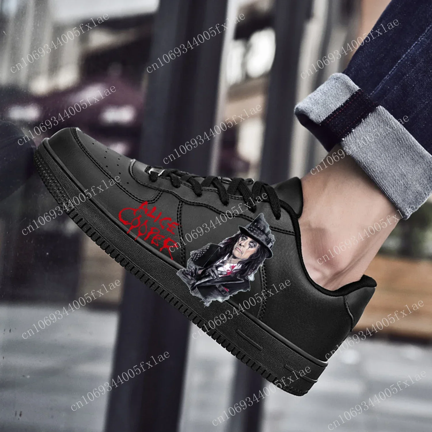 

Alice Cooper AF Basketball Mens Womens Sports Running High Quality Flats Force Sneakers Lace Up Mesh Customized Made Shoe Black