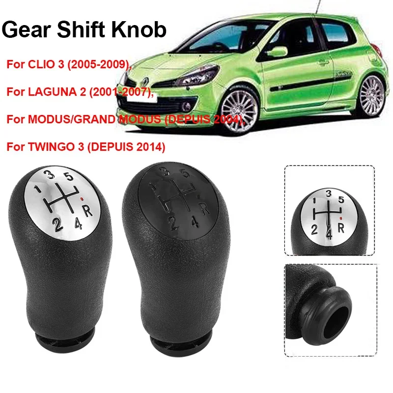 

5 Speed Gear Shift Knob Stick Head Universal Car Gear Shift Lever Handle Clio 3 Laguna 2 Dust-Proof Cover Black gear lever knobs