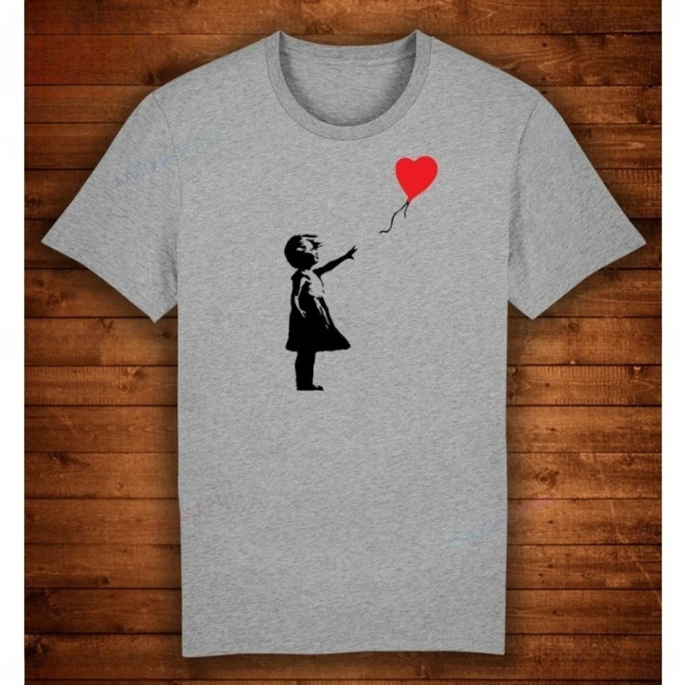 Banksy Girl with Balloon Shredded Street Art T-shirt Unique Design Street Wear Art Urban Graphic Top  Simple Style