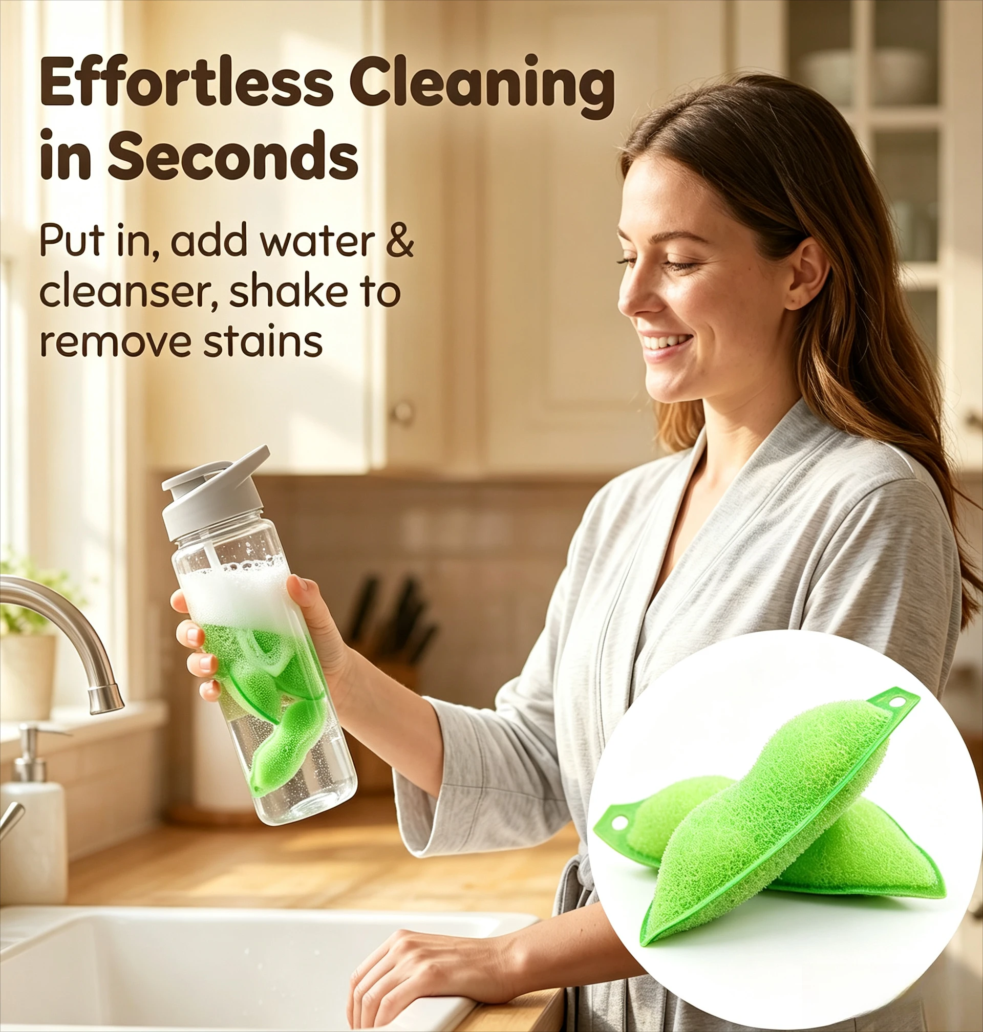 2Pcs Bean-shaped Bottle Cleaner, Cute Cleaner Brush, Reusable Bean Cleaner for Bottles, Thermos, Baby Bottles and Decanters