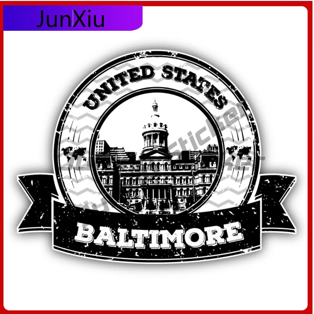 

Baltimore United States Creative Sticker Stamp Travel Car Decal Bumper Stickers For Campers Cute Style Laptop Use Waterproof