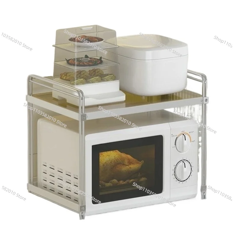 Tempered Glass Microwave Shelf, Countertop Storage Rack for Rice Cooker Air Fryer
