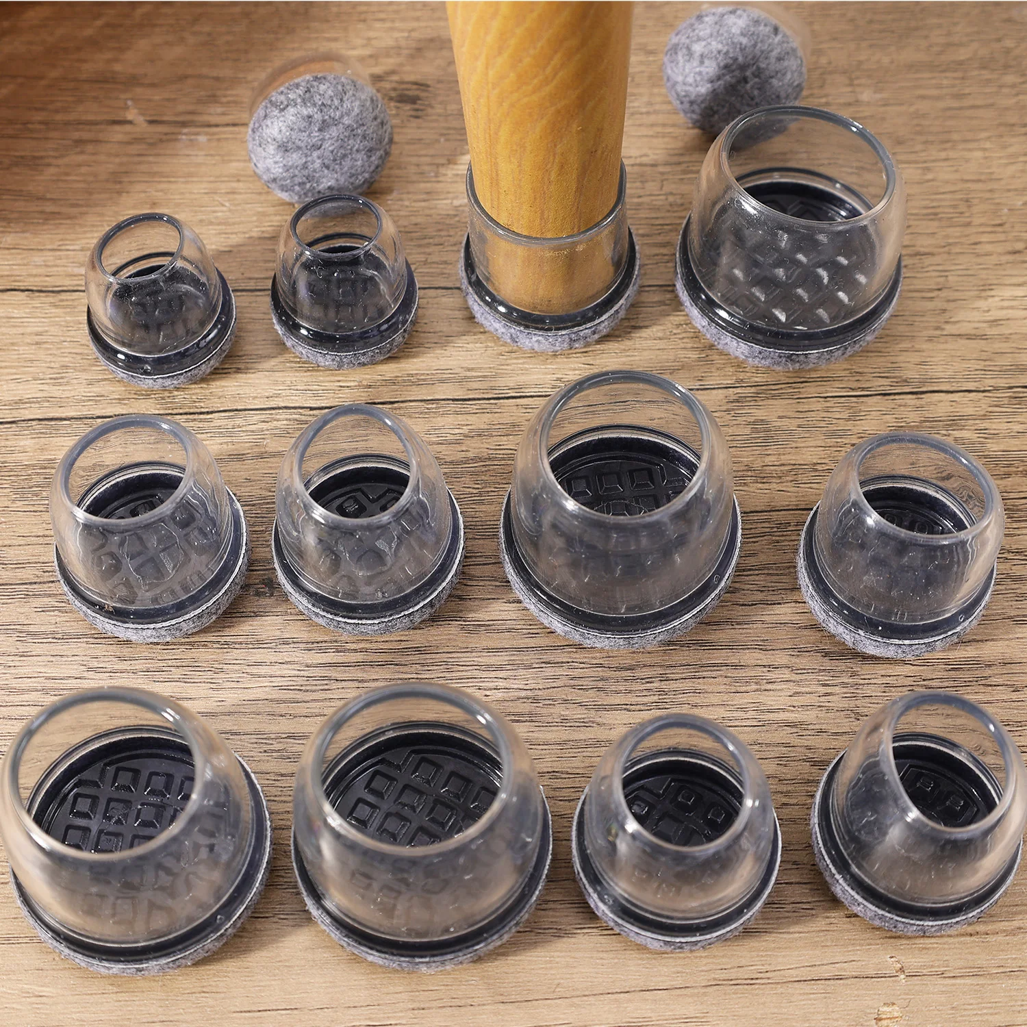 Gorros de silicona para patas de silla, protectores antideslizantes de suelo de madera dura, almohadillas inferiores de fieltro, deslizadores redondos para muebles, cubiertas para patas de mesa, 24/4 Uds.