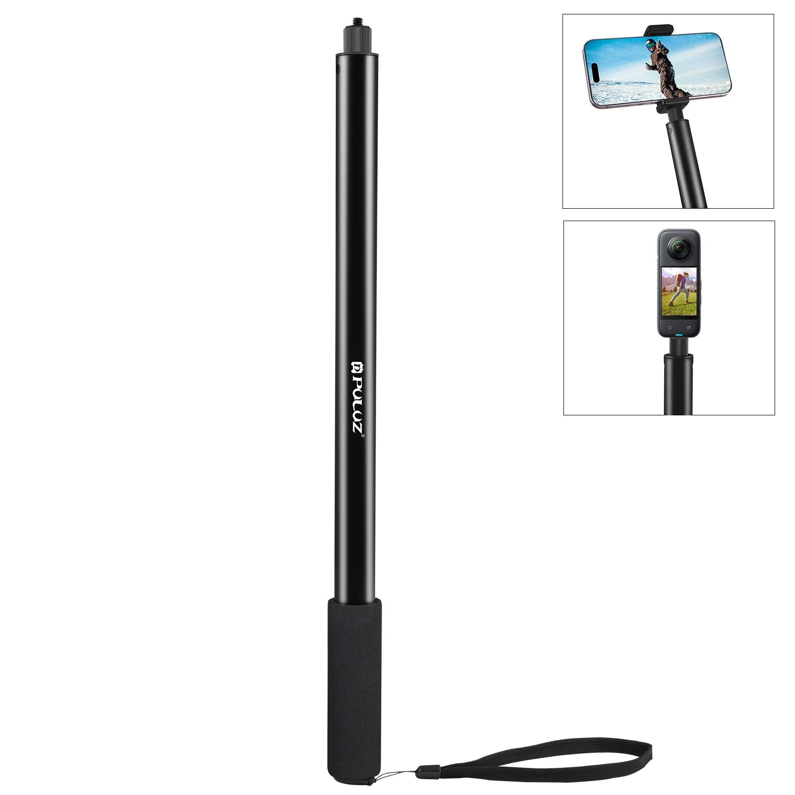 PULUZ 2m Metall-Selfie-Stick Monopod für Insta360 One RS X6 X5 X4X3/DJI Osmo Action-Kameras, Aluminiumlegierung Selfie-Stick & 1/4 Zoll Schraube
