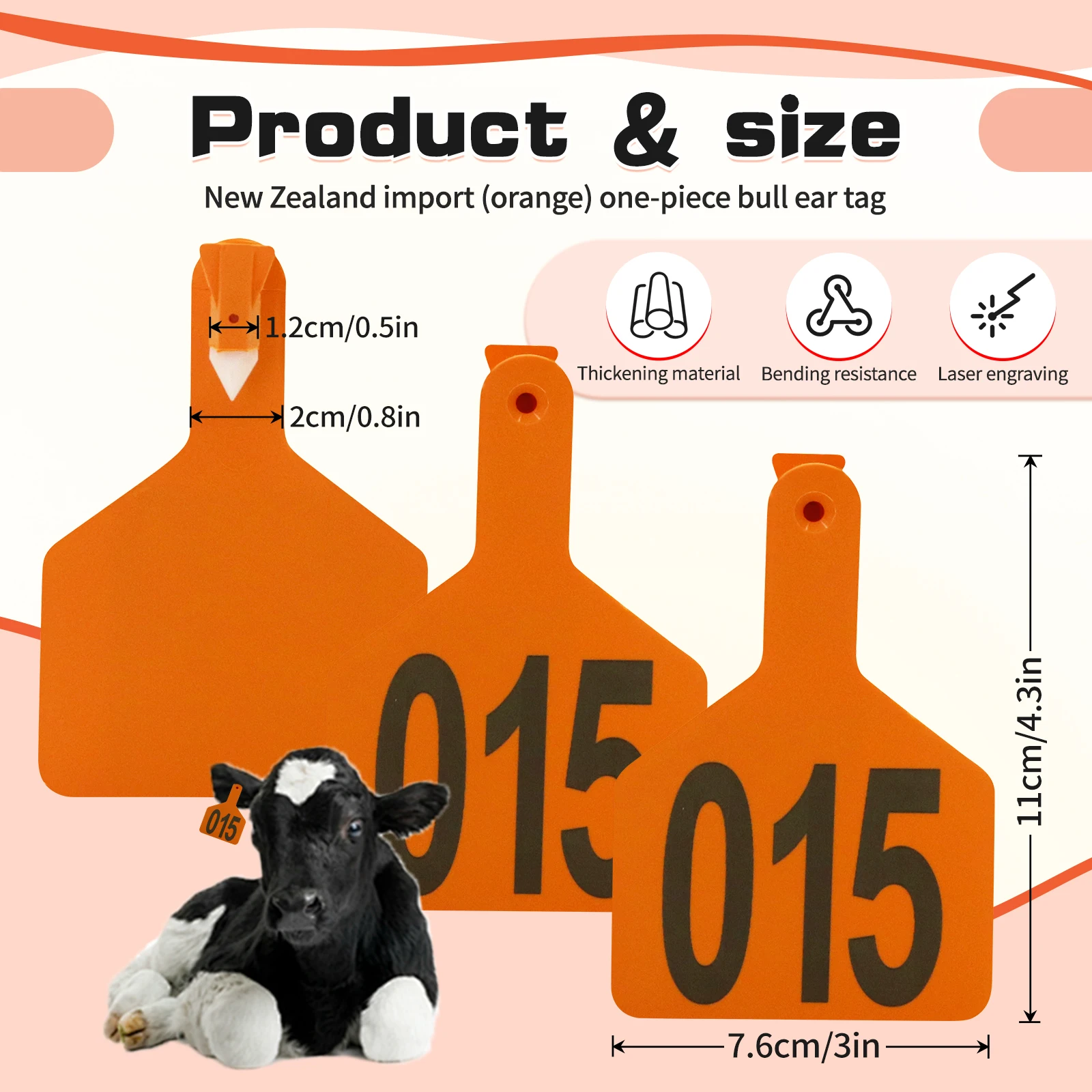 001-50 الماشية البقرة علامات الأذن الكبيرة علامات مع الكلمات أدوات تحديد الحيوانات بولي TPU علامة البقرة خنزير الماعز الأغنام مزرعة علامة (50 قطعة)