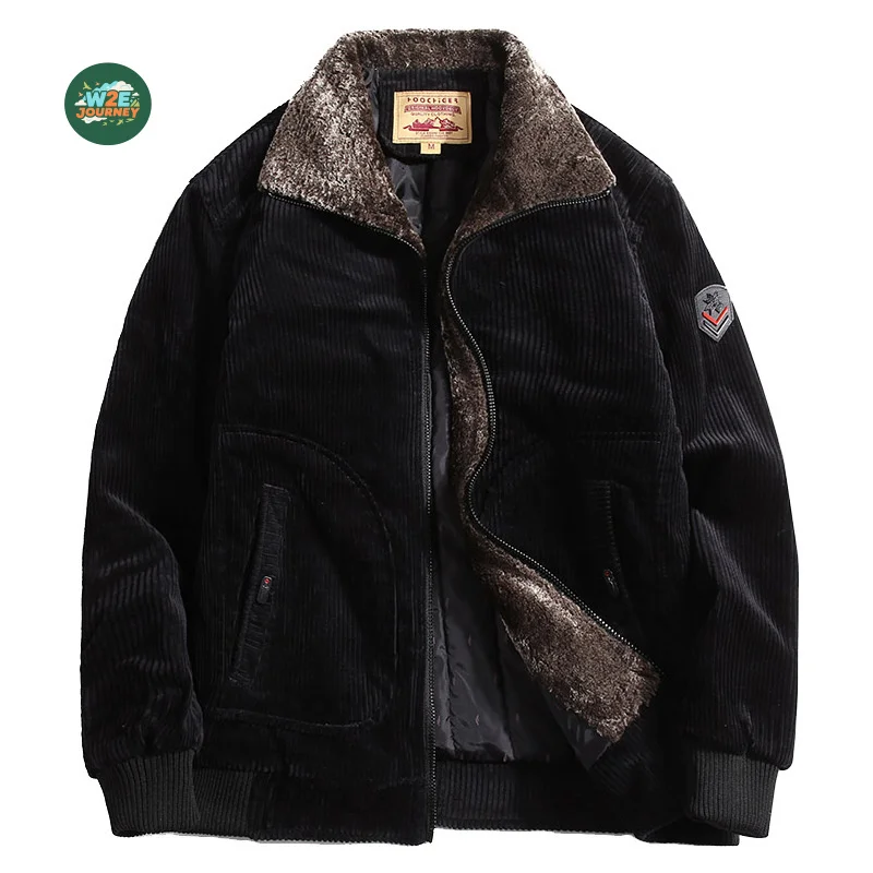 W2EJOURNEY EU US Size Luxury Quality Outdoor Jacket Factory Direct Sale Winter Corduroy Men's Cotton Stand Collar Casual Jacket