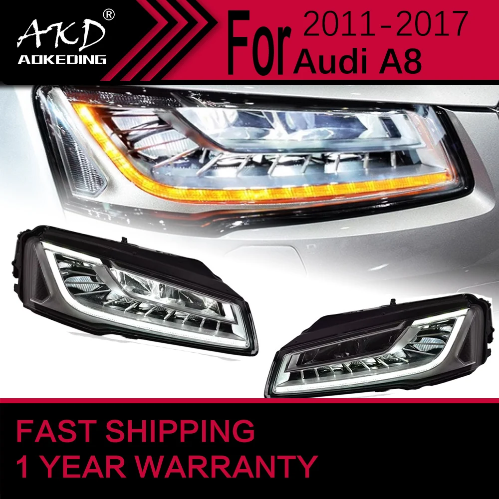 Car Lights for Audi A8 A8L LED Headlight 2011-2017 A8 Head Lamp Drl Projector Lens Automotive Accessories