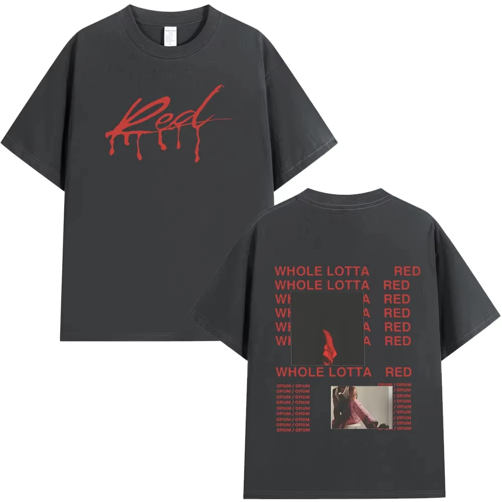 مغني الراب Playboi Carti تي شيرت ألبوم كامل لوتا الأحمر الأفيون ميرش تي شيرت الرجال النساء موضة الهيب هوب المتضخم تي شيرت الشارع الشهير