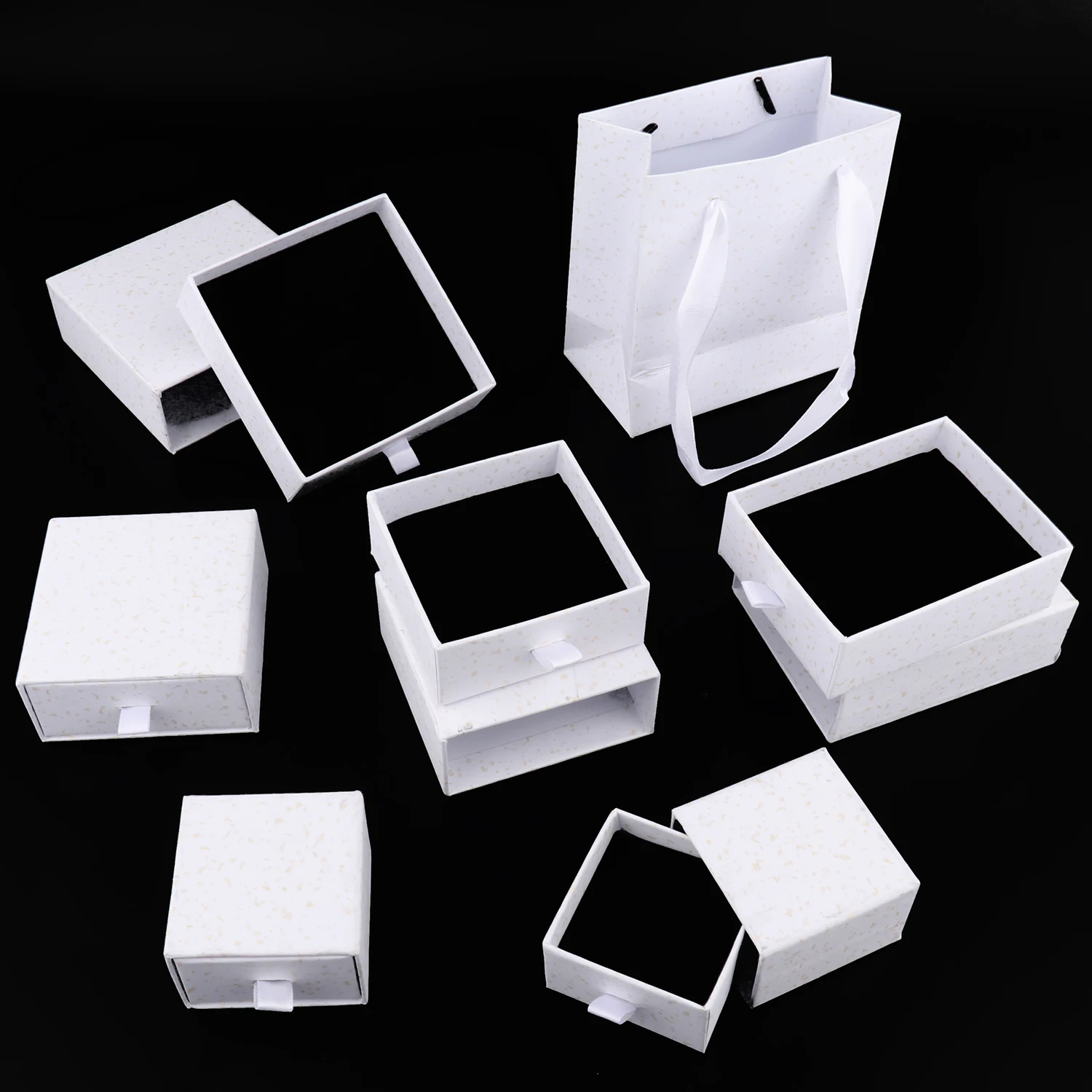 1Pc White Golden Spot Thick Kraft Paper Drawer Jewelry Box Greeting Card for Necklace Bracelet Ring Gift Display Case Packaging