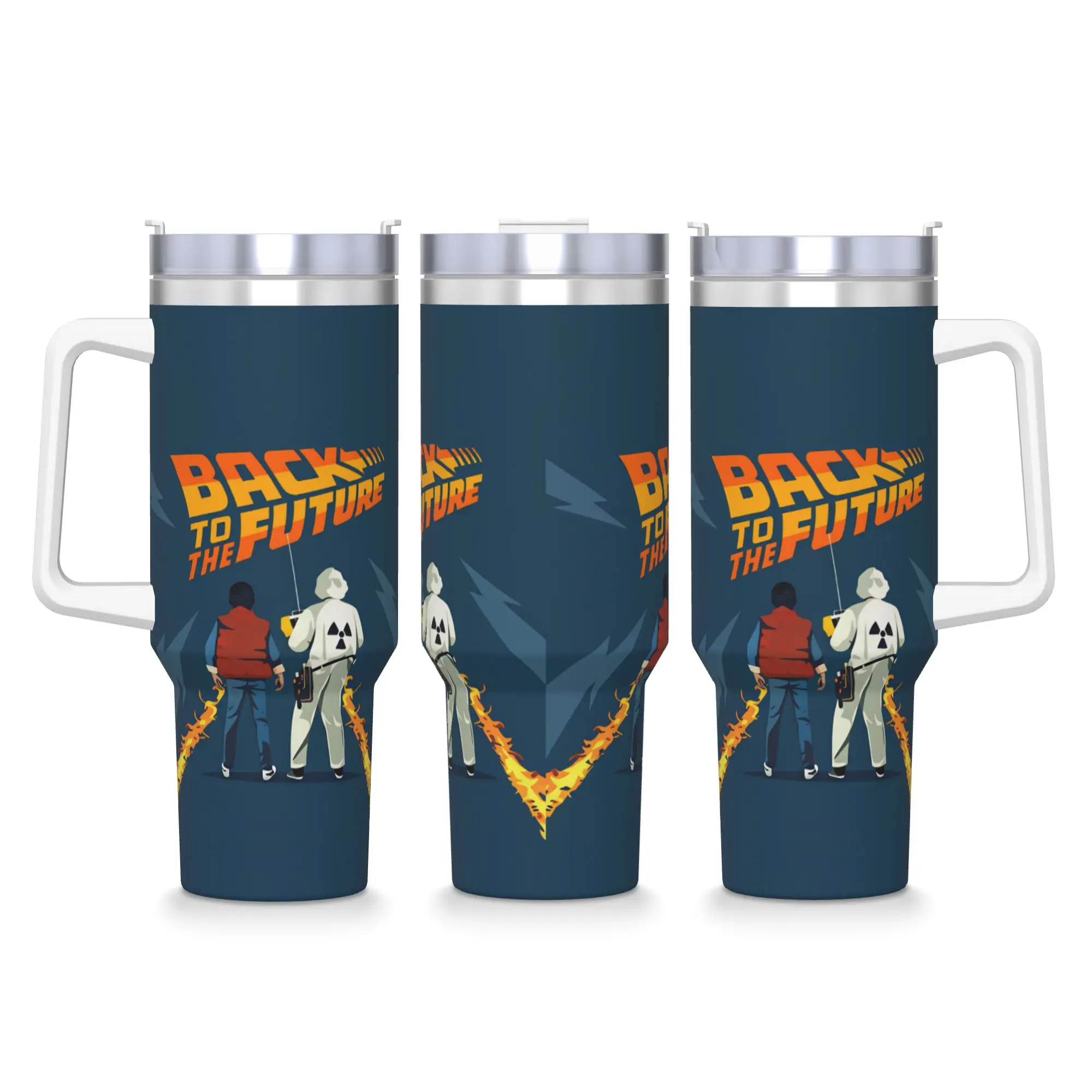 Stainless Steel Tumbler Back To The Future Car Mugs With Straws Drinks Water Bottle Heat Preservation Large Capacity Thermal Mug