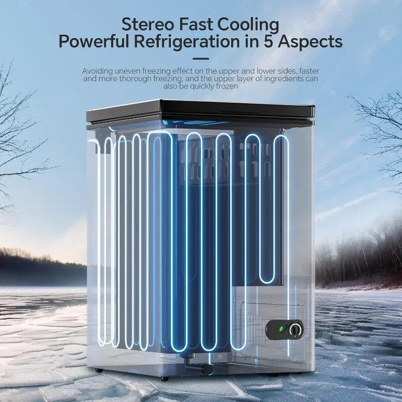 

3.5 Cubic Feet Chest Freezer with 2 Removable Baskets Free Standing Top Open Door Compact Freezer with Adjustable Temperature