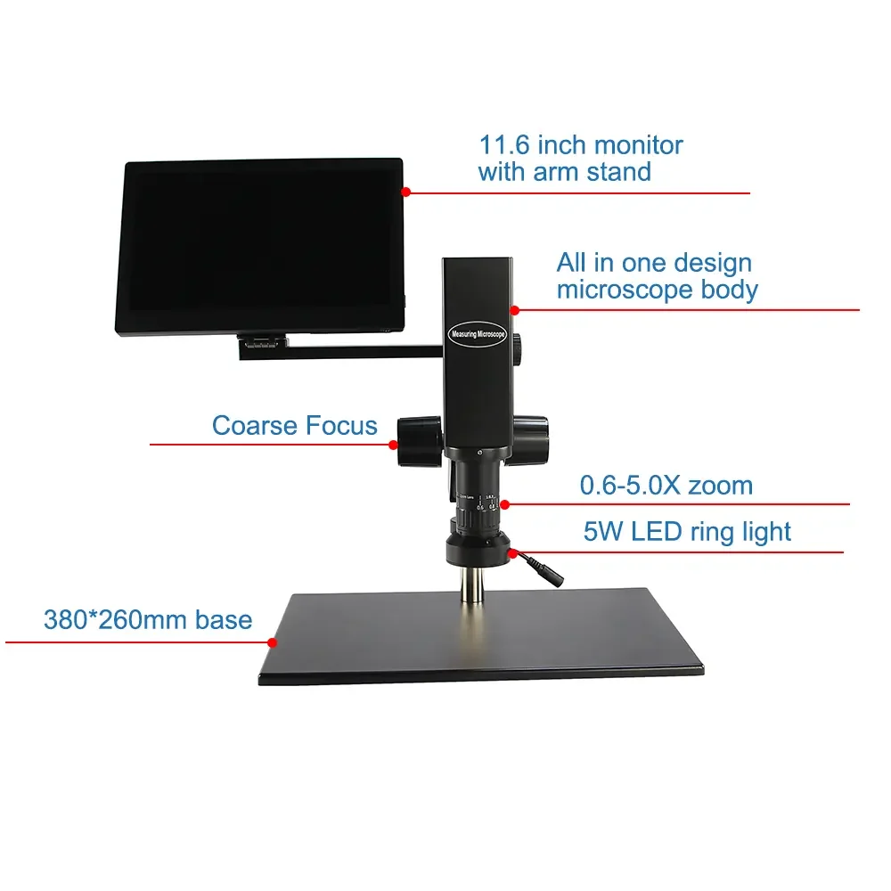 Bestscope BS-1080LCD5M All-in-One Auto Zoom Full HD Image LED Monocular Digital Measuring Microscope For Industrial Inspection