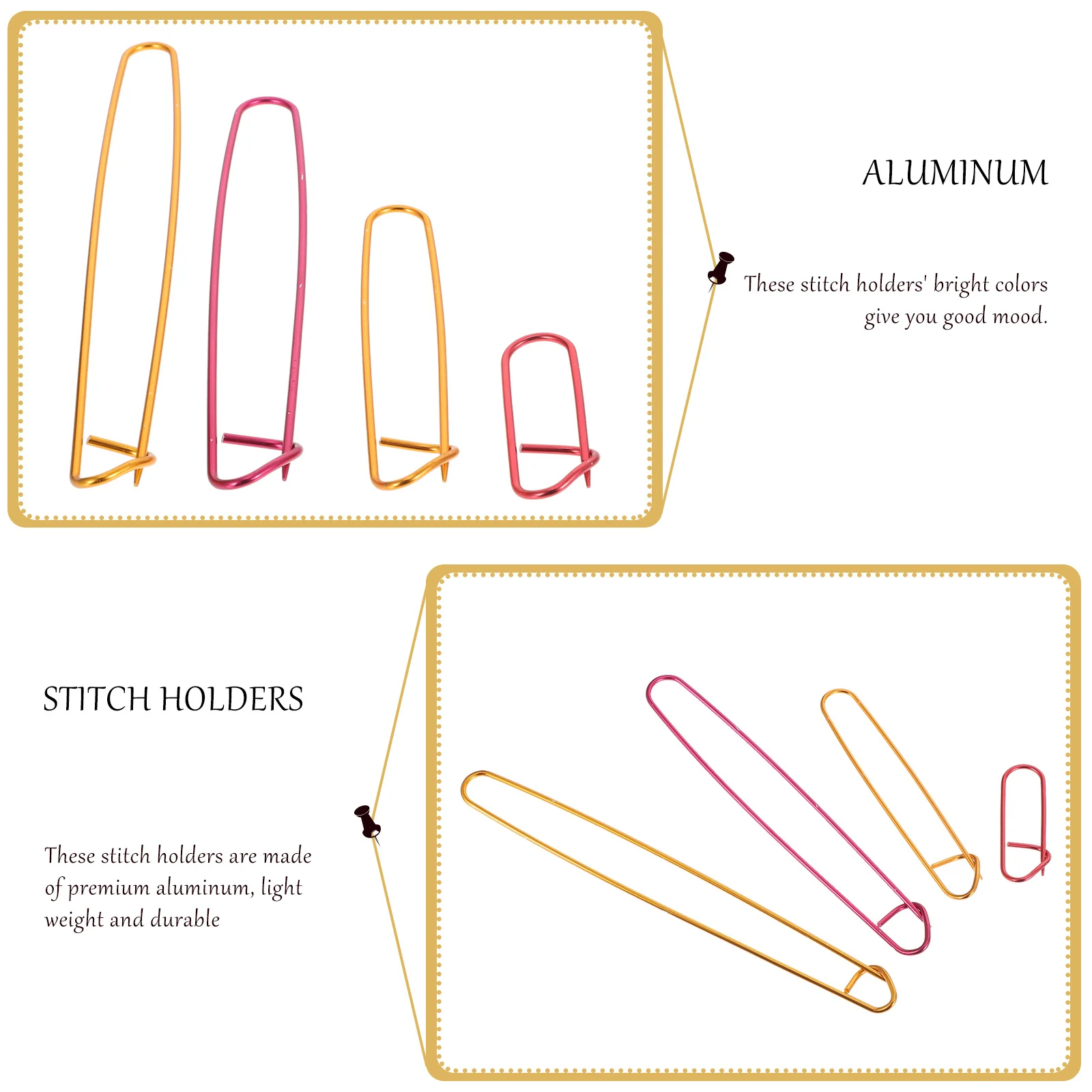 

12pcs Knitting Stitch Holders Aluminum Crochet Markers for DIY Hand Weaving Durable Large Pin Craft Tools