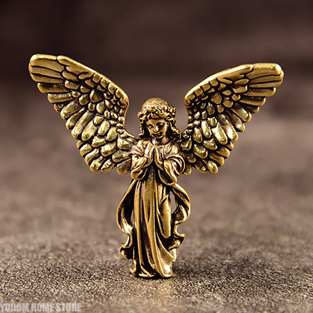 Vintage Brass Angel Cupid Statue Blessed Exquisite Handmade God Of Love Cupid Desktop Decorations Gift Home Decor Accessories