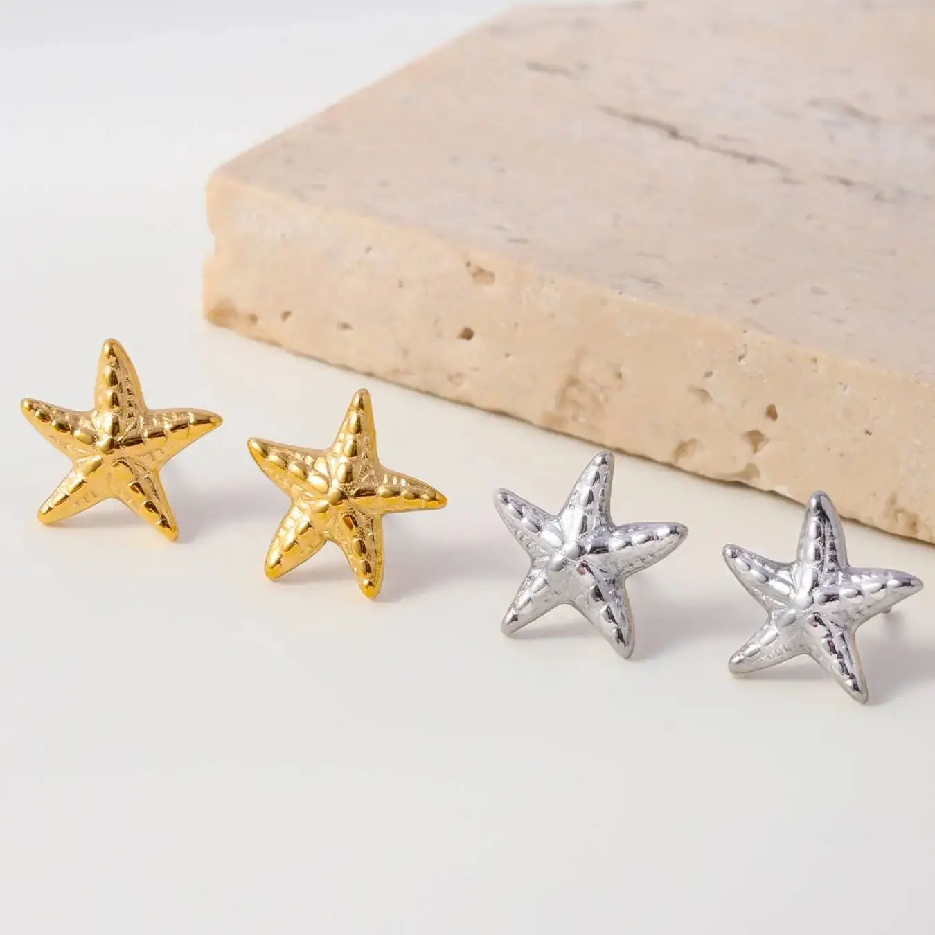 

Pentagonal Starfish Fashionable Marine Biological Design Jewelry Earrings Stainless Steel Popular Ins Style Beach