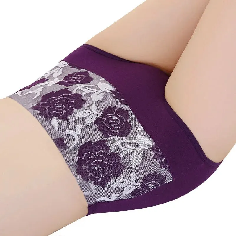 3Pcs/Lot High Waist Panties Cotton Women Body Slimming Plus Size Underwear Print Briefs Ladies Panty Breathable Female Lingerie