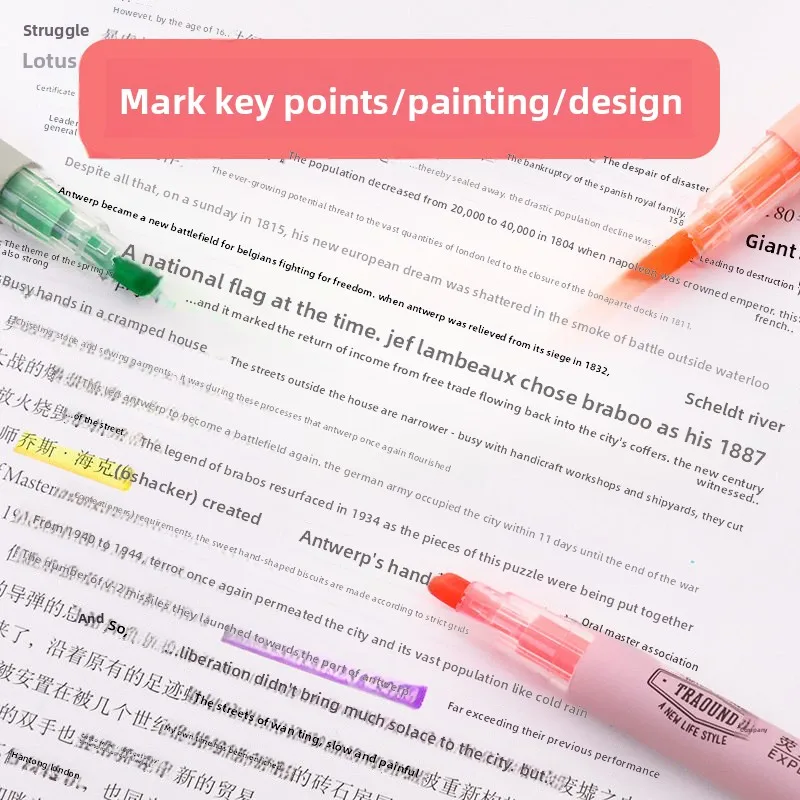 6-pack S731 Highlighter Pen Oblique Head Marking Pen Key Light Color Pen For Students To Use As A Test Marker